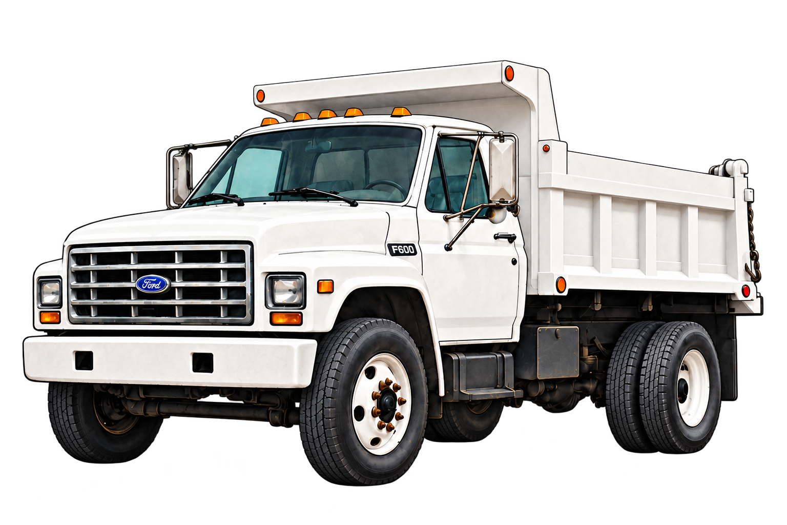 Swayze's all-white Ford F-600 dump truck
